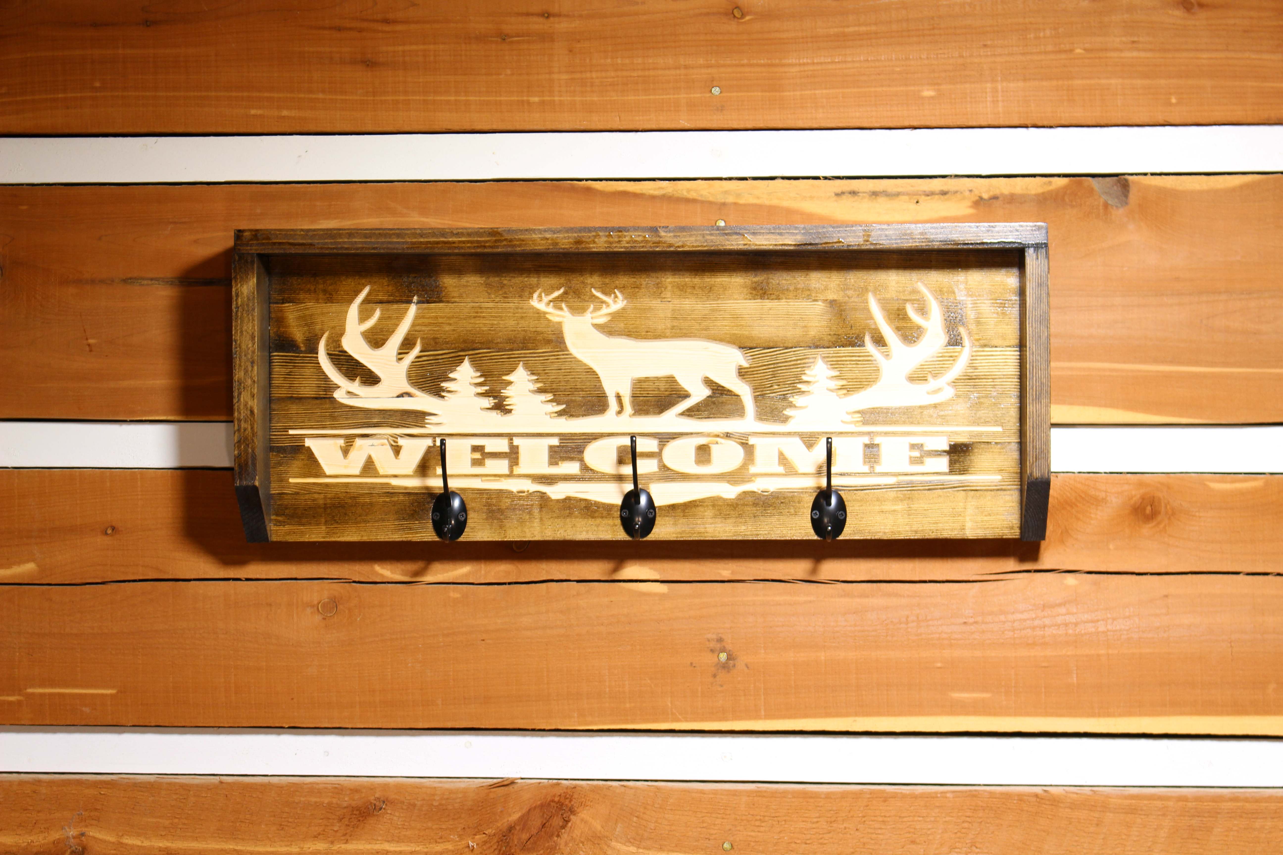 Welcome Coat Rack With 3 hooks