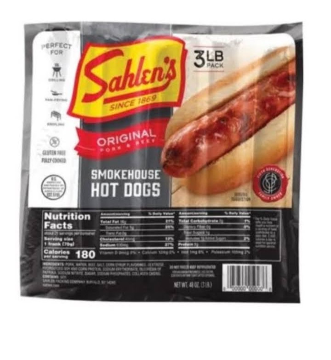 Sahlen's Hot Dogs - 3lbs *PREPAY ONLY*