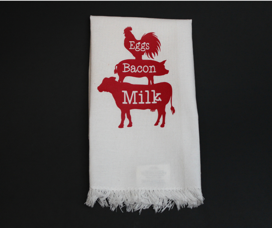 farm kitchen towel red
