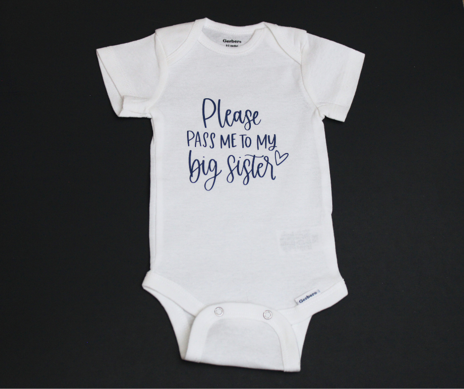pass me to my big sister onesie navy