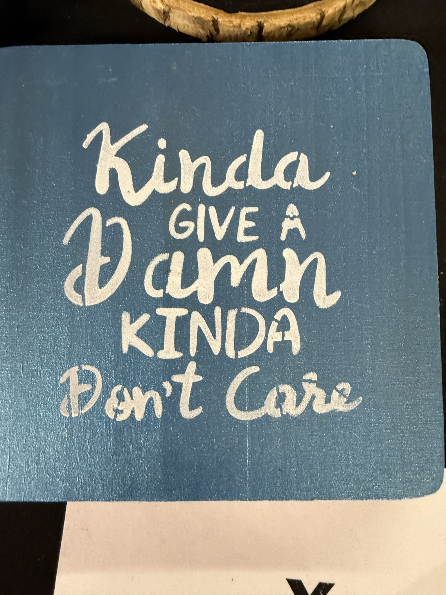 kinda give a damn kinda don't care coaster blue