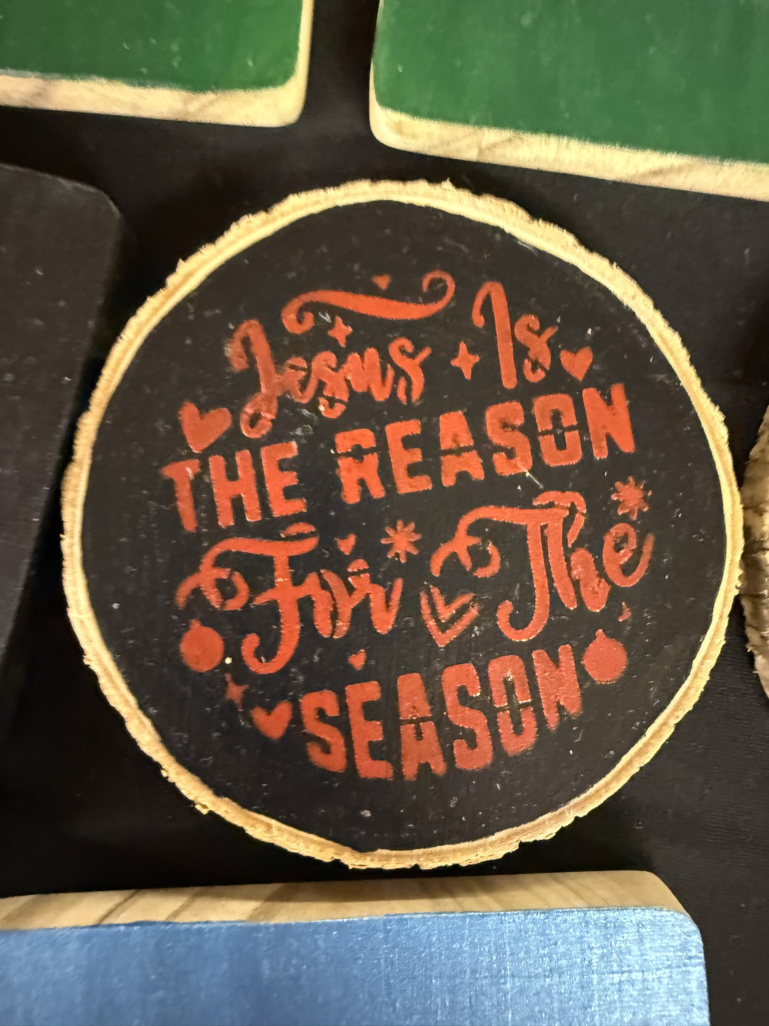 Jesus is the reason for the season ornament red words