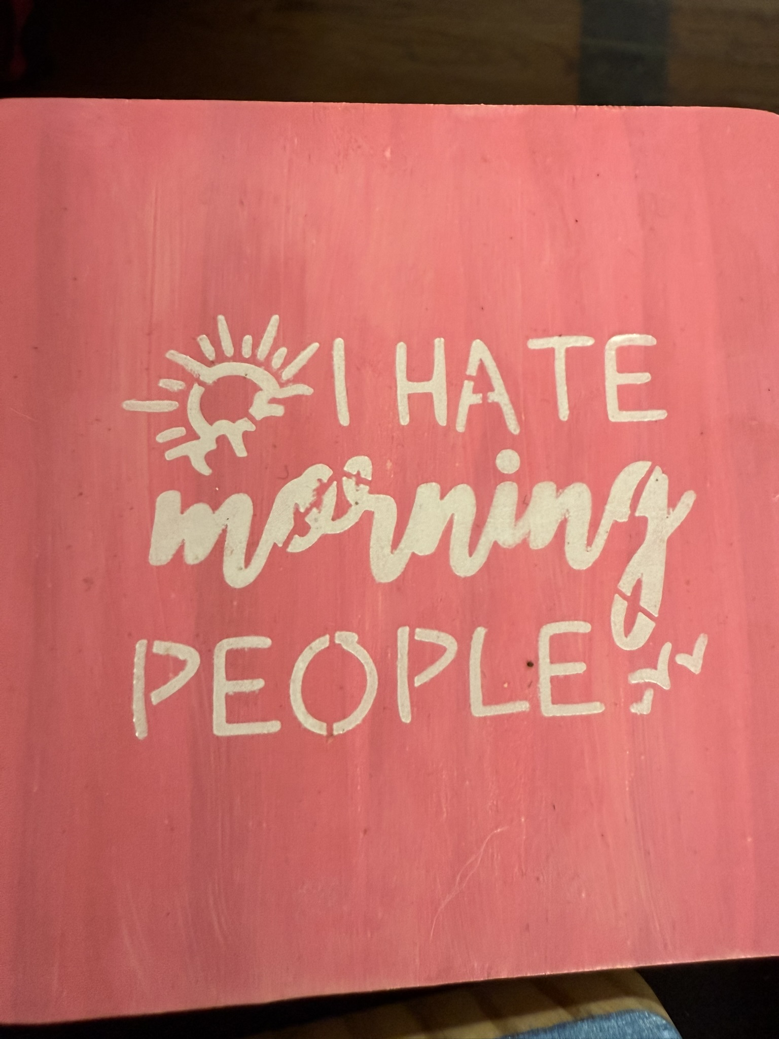 i hate morning people coaster pink