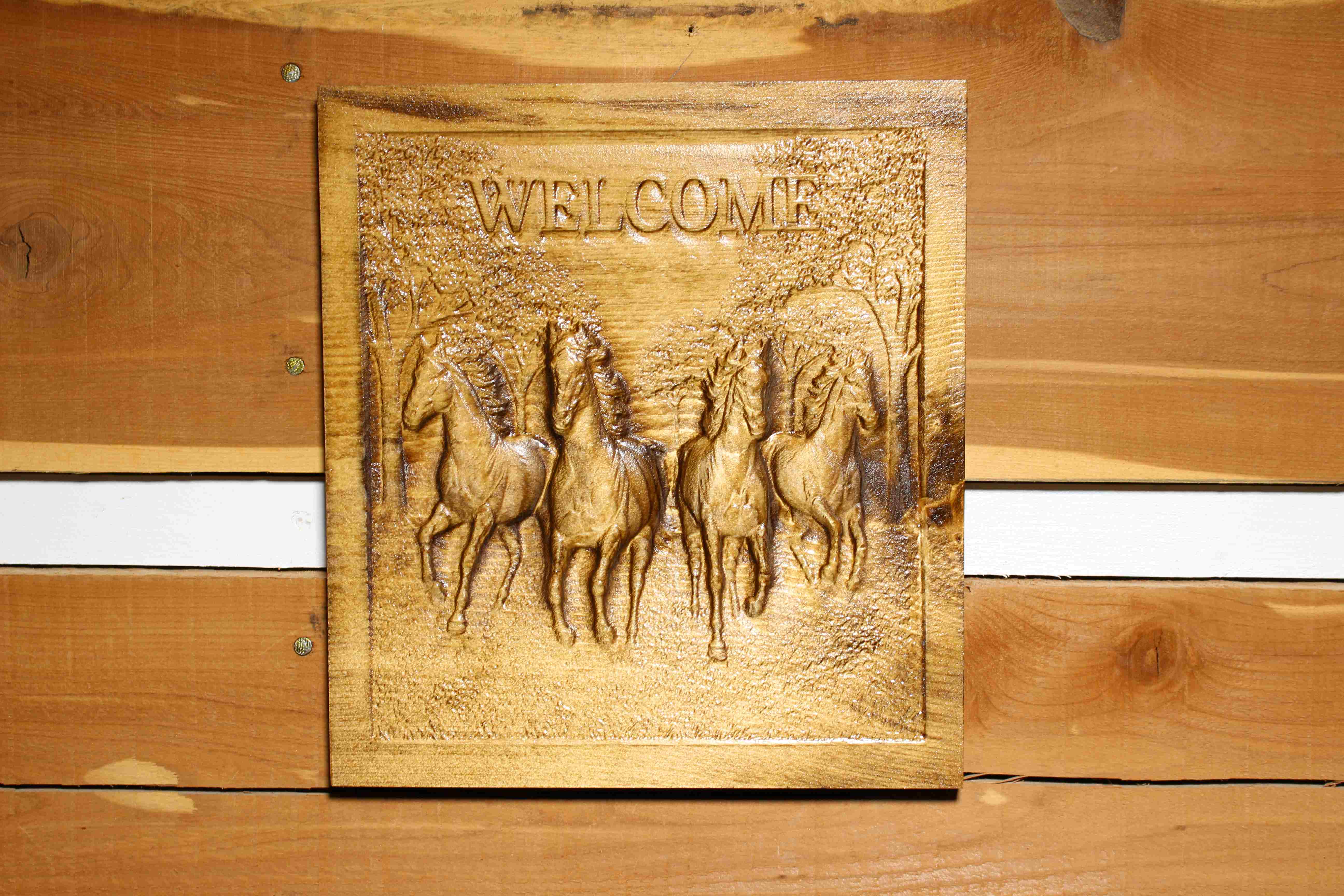 3D Welcome sign with Horses