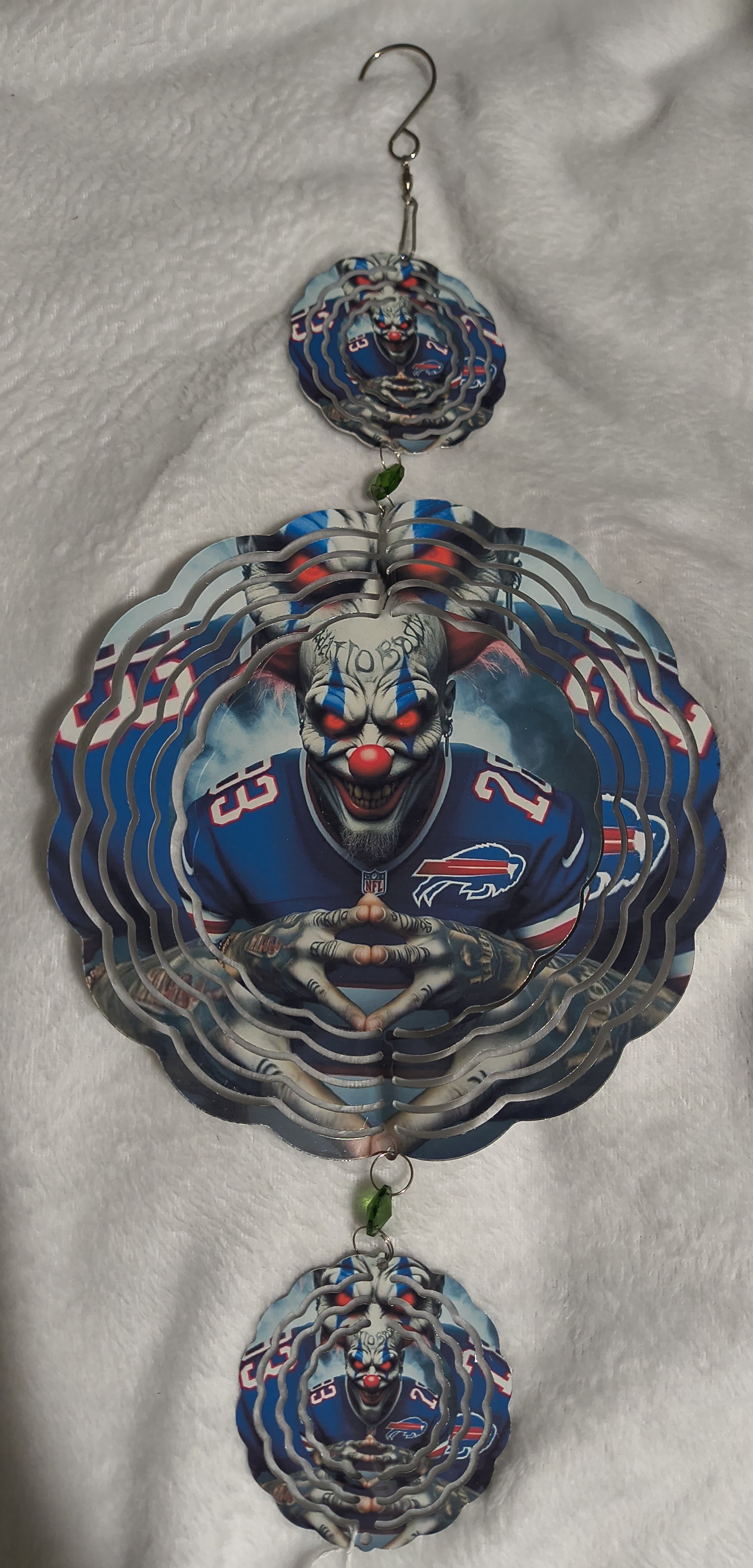 Crazy Clown Buffalo Bills Triple Wind Spinner (WE DO NOT SHIP)